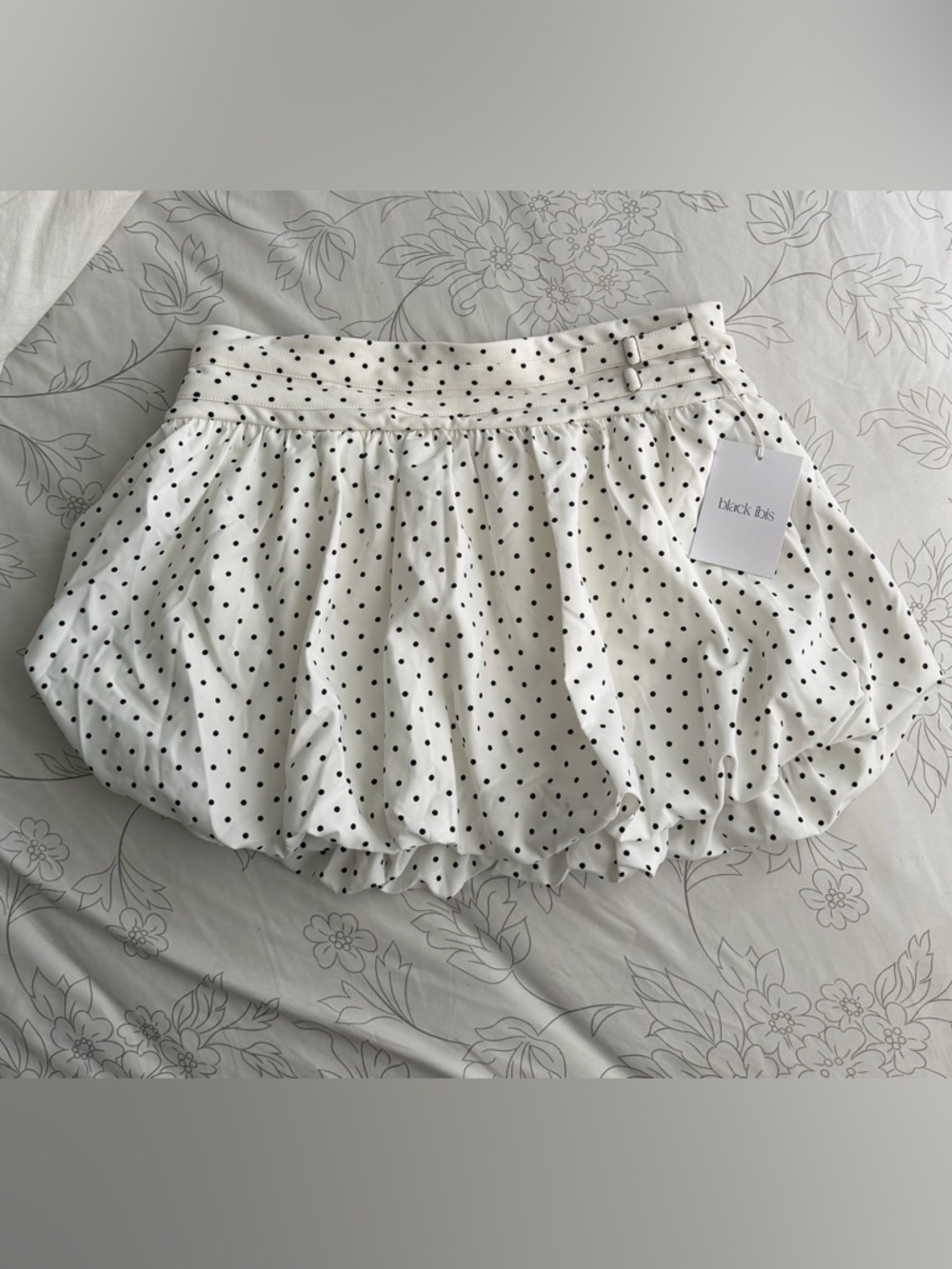 White Polka Dot Bubble Skort